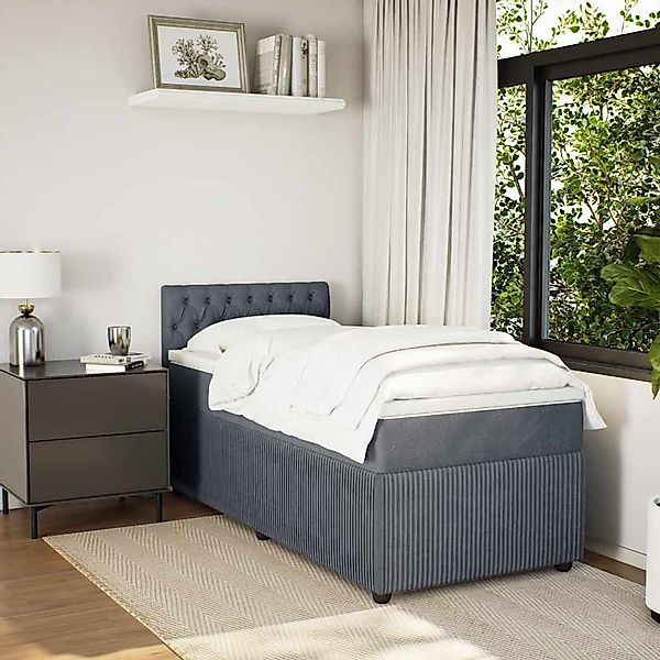 vidaXL Bett Boxspringbett mit Matratze Dunkelgrau günstig online kaufen