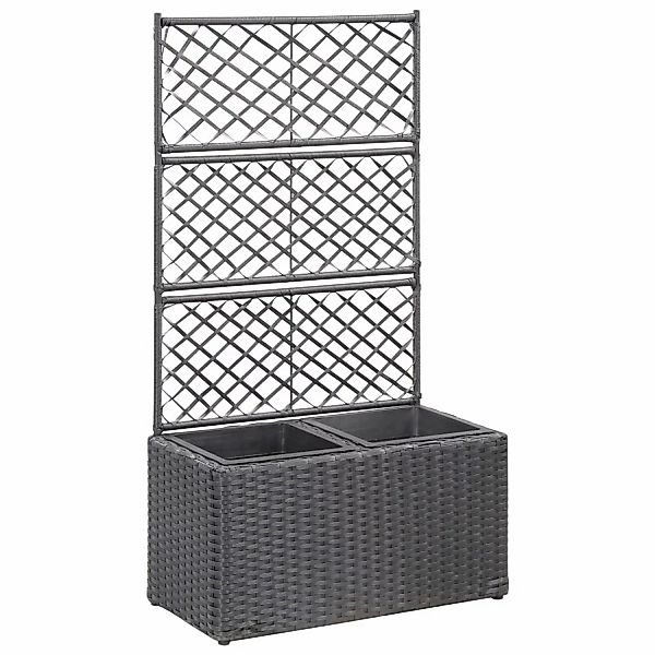 Hochbeet Mit Rankgitter 2 Töpfe 58ã30ã107cm Poly Rattan Schwarz günstig online kaufen