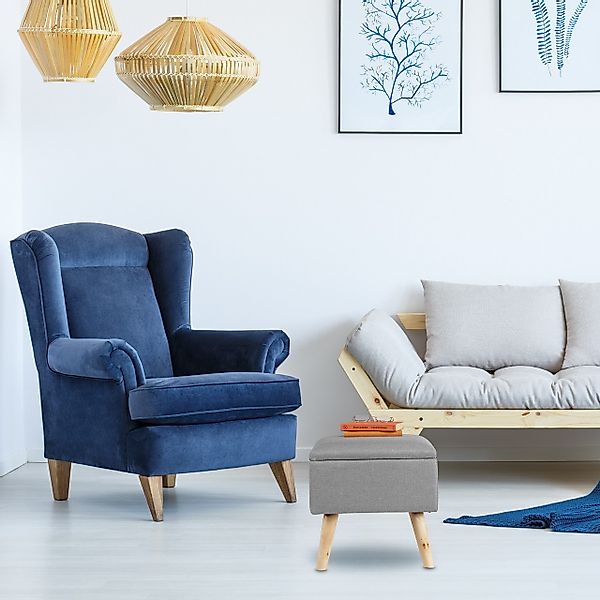 relaxdays Stauraumhocker Hocker mit Stauraum, hellgrau günstig online kaufen