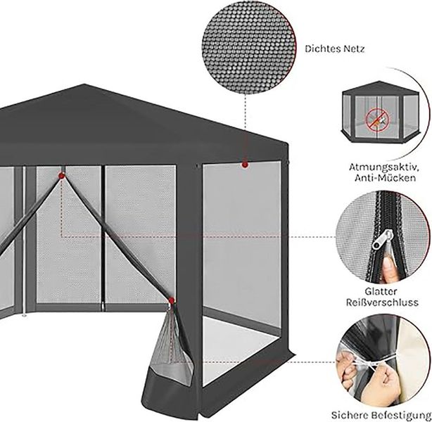 Woltu Pavillon, mit 4 Seitenteilen, 3,8x3,3 günstig online kaufen