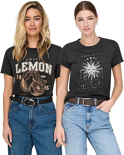 ONLY Print-Shirt (Spar-Set, 2er-Pack) Print T-Shirts für Damen im Doppelpac günstig online kaufen