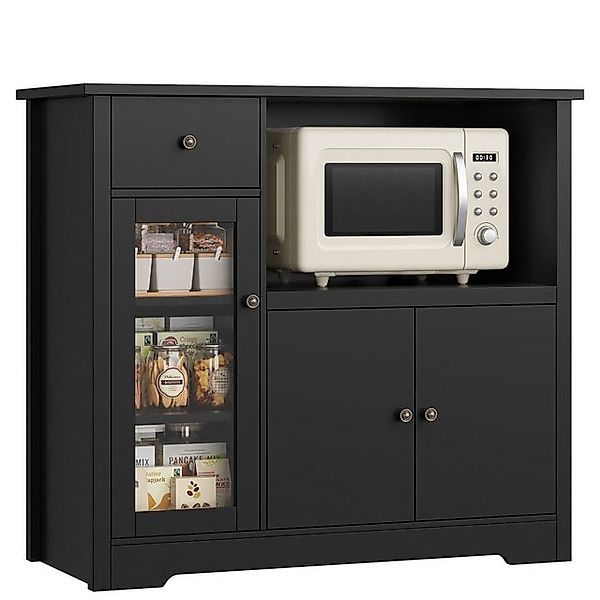 HOMECHO Buffet Küchenschrank weiß Mikrowellenregal mit Schubladen Ablagen günstig online kaufen