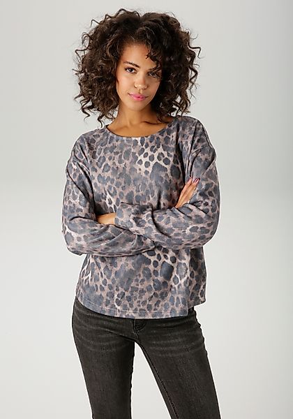 Aniston CASUAL Sweatshirt mit trendigem Leo-Druck günstig online kaufen