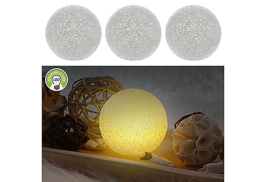 CEPEWA LED Dekolicht LED Deko Kugel Soft 3er Set Ø8cm warmweiß Kunststoff L günstig online kaufen