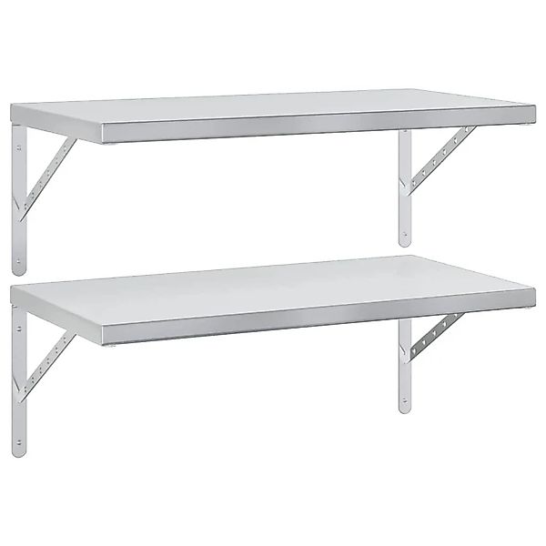 vidaXL Wandregale 2 Stk 75x40 cm Silbern Edelstahl 3214505 günstig online kaufen