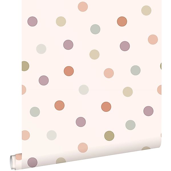 ESTAhome Tapete Punktmuster Rosa und Mehrfarbig 50 x 900 cm günstig online kaufen