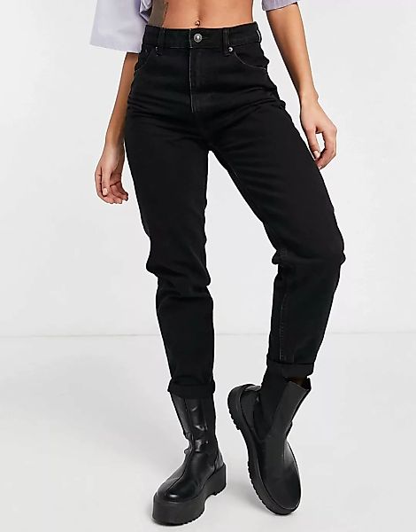 Bershka – Mom-Jeans aus Bio-Baumwolle in Schwarz günstig online kaufen