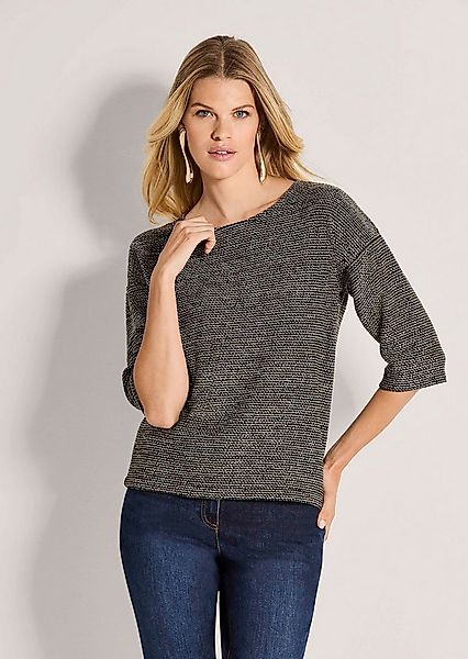 MADELEINE Langarmshirt Sweatshirt mit Halbarm, Glanzgarn Oberteil mit übers günstig online kaufen
