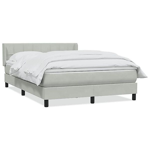 vidaXL Boxspringbett, Boxspringbett mit Matratze Hellgrau 140x210 cm Samt günstig online kaufen