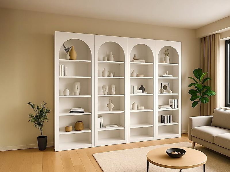 Bücherregal 4er-Set mit 6 Ablagefächern - Weiß - CYMORA günstig online kaufen