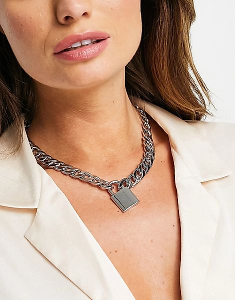 ALDO – Weverlaan – Silberfarbene Halskette mit Anhänger in Vorhängeschloss- günstig online kaufen