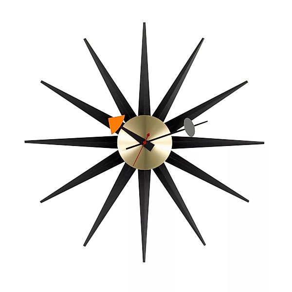 Vitra - Sunburst Clock Nelson Wanduhr - schwarz/messing/Ø47cm günstig online kaufen