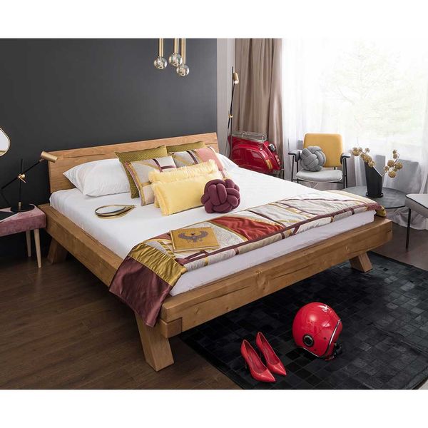 Balken Holzbett aus Fichte Massivholz rustikalen Landhausstil günstig online kaufen