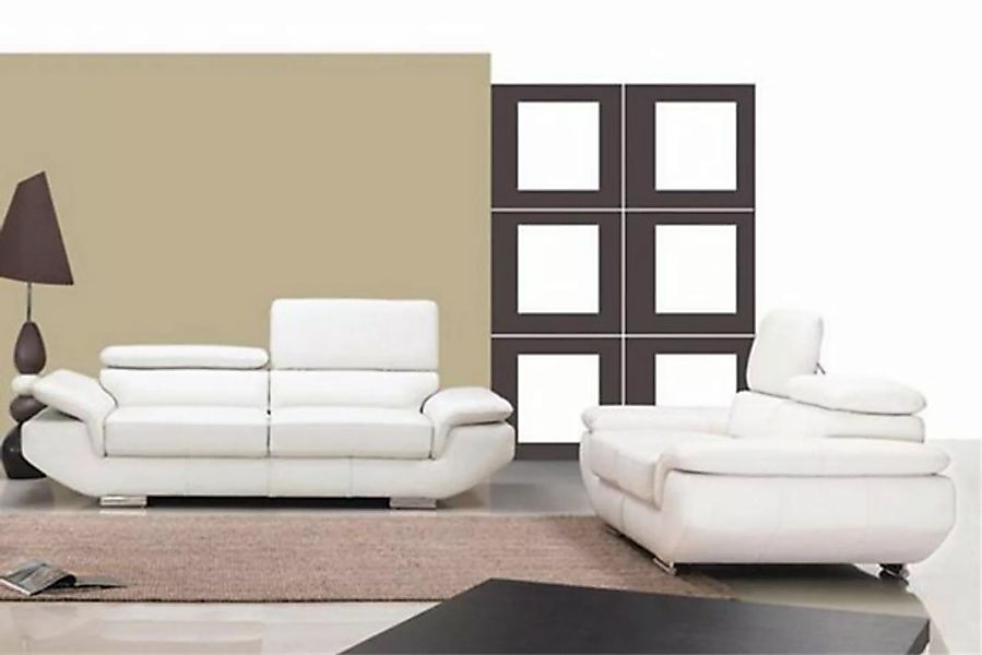 JVmoebel Sofa Weiße Luxus Möbel Sofagarnitur Couch Sofa Polster 3+2 Lederso günstig online kaufen
