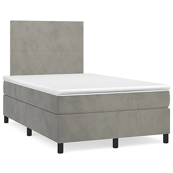 vidaXL Boxspringbett mit Matratze Hellgrau 120x200 cm Samt 3142893 günstig online kaufen