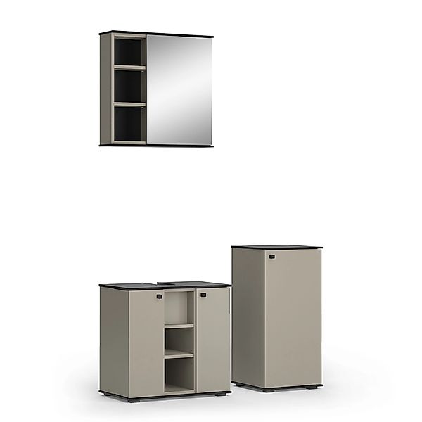 Vicco Badmöbel-Set Joli Greige 3 Teile mit Midischrank günstig online kaufen