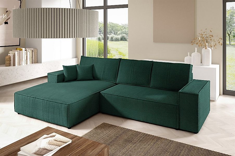 Fun Möbel Ecksofa Schlafsofa Sofa CORUNIA in Stoff Poso, Ottomane Links ode günstig online kaufen