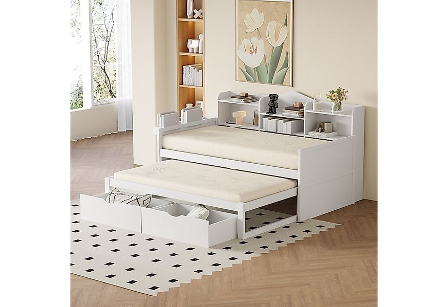 Flieks Daybett, Tagesbett 90x200cm mit Ausziehbett 90x190cm Ladefunktion 2 günstig online kaufen