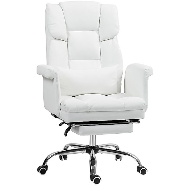 HOMCOM Bürostuhl mit Liegefunktion Kunstleder Weiß 69L x 65B x 107-115H cm günstig online kaufen