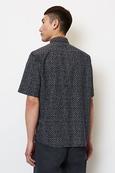 Marc O'Polo Hemd Short Sleeves Druck Navy - Größe XXL günstig online kaufen