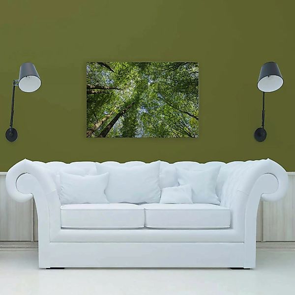 Bricoflor Leinwandbild Wald 120X80 Cm Natur Wandbild Grün Für Wohnzimmer Un günstig online kaufen