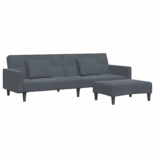 vidaXL Schlafsofa 2-Sitzer mit Fußhocker Dunkelgrau Samt 3258117 günstig online kaufen