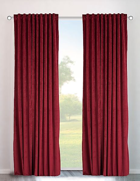 my home Vorhang "Velvet uni" Multifunktionsband 2 Stk. tlg. Samt, 2-er Set, günstig online kaufen