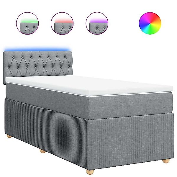 vidaXL Boxspringbett mit Matratze Hellgrau 90x190 cm Stoff 3289618 günstig online kaufen