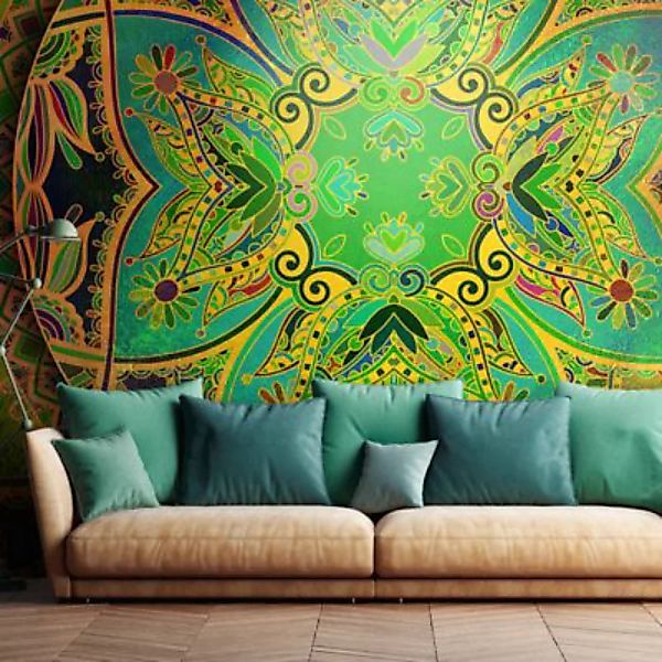 artgeist Fototapete Mandala: Emerald Fantasy mehrfarbig Gr. 350 x 245 günstig online kaufen