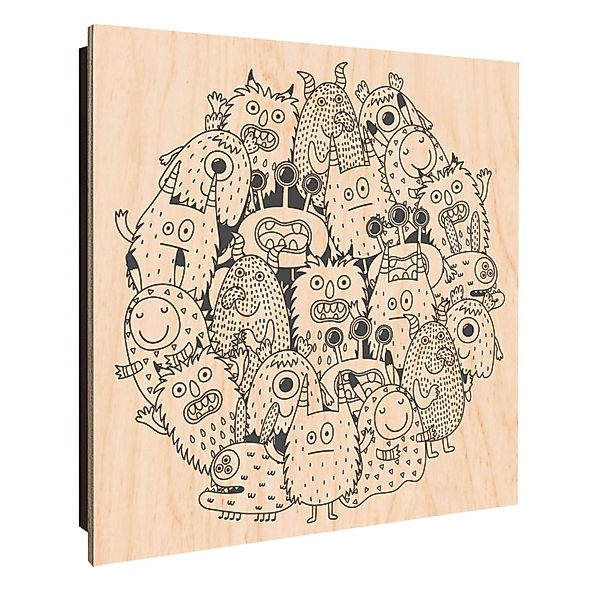 Banjado Schlüsselkasten Holz 30x30cm Schwarz Scharnier Rechts 50 Haken Desi günstig online kaufen