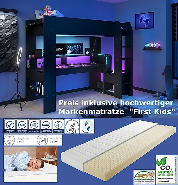 Parisot Hochbett Gaming Hochbett "Online 1" günstig online kaufen