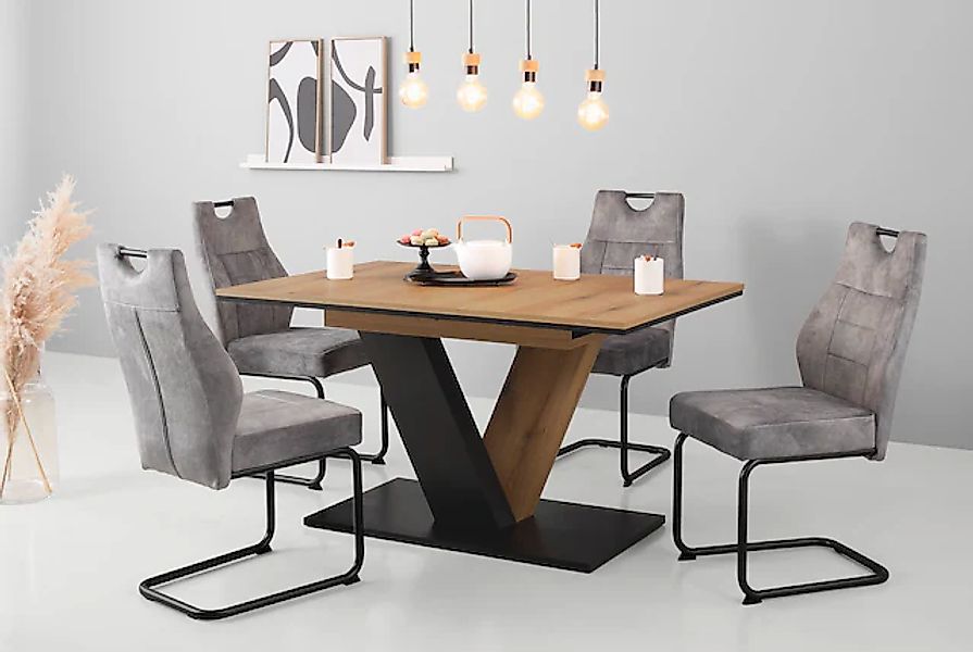 HELA Essgruppe »EMS Tisch 140-180x90 cm ausziehbar, Esstisch inkl. 4 Stühle günstig online kaufen