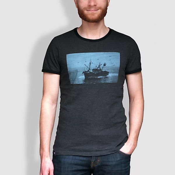 Herren T-shirt, "Kutter", Dark Heather Grey/black günstig online kaufen