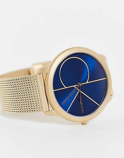 Calvin Klein – Uhr mit goldenem Armband und blauem Zifferblatt-Goldfarben günstig online kaufen