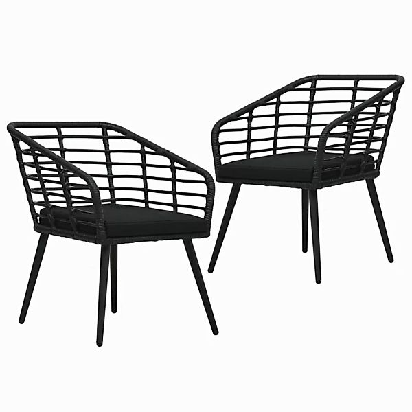 Gartenstühle 2 Stk. Mit Auflagen Poly Rattan Schwarz günstig online kaufen