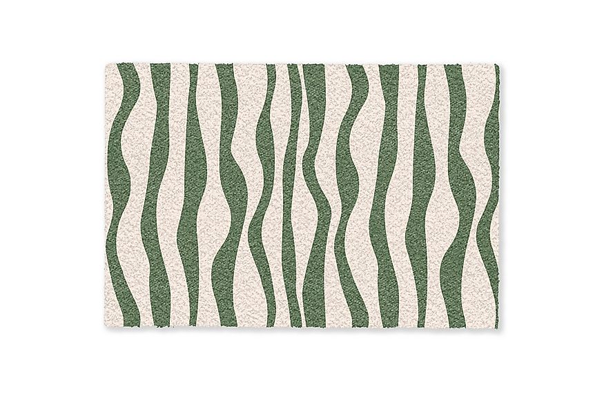 MuchoWow Fußmatte Wellenlinien - Beige - Grün - Streifen - Abstrakt, Rechte günstig online kaufen