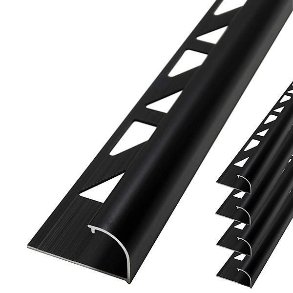 Dalsys Fliesenschiene Viertelkreis 5x 2,5m x 10mm Aluminium Schwarz günstig online kaufen