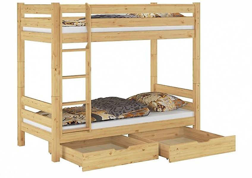 ERST-HOLZ Etagenbett Teilbares Etagenbett mit Rost Matratzen und Kasten-Set günstig online kaufen