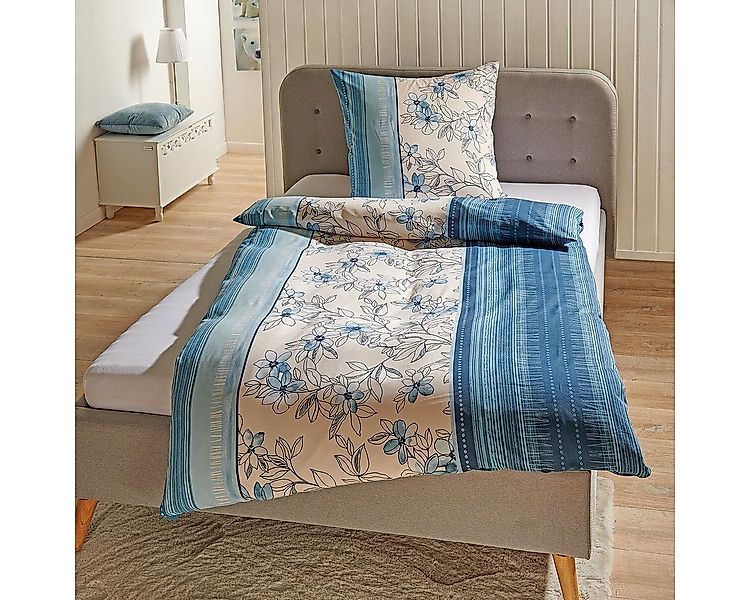 TRAUMSCHLAF Bettwäsche Fiori blau, Mikrofaser, 2 teilig günstig online kaufen