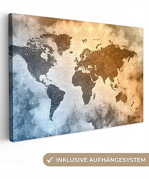 OneMillionCanvasses® Leinwandbild Weltkarte - Abstrakt - günstig online kaufen