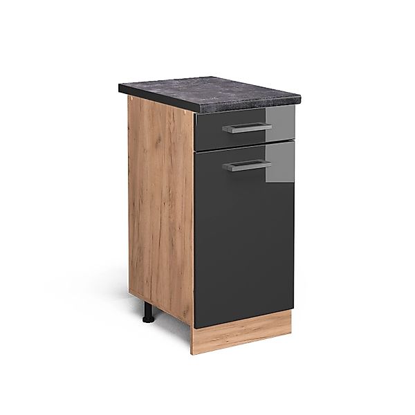 Vicco Küchenunterschrank R-Line Anthrazit Hochglanz/Goldkraft Eiche 40 cm A günstig online kaufen