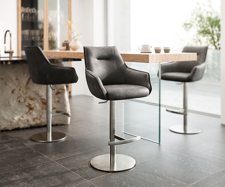 DELIFE Barhocker Alja-Flex, Drehfuß höhenverstellbar Edelstahl Mikrofaser A günstig online kaufen