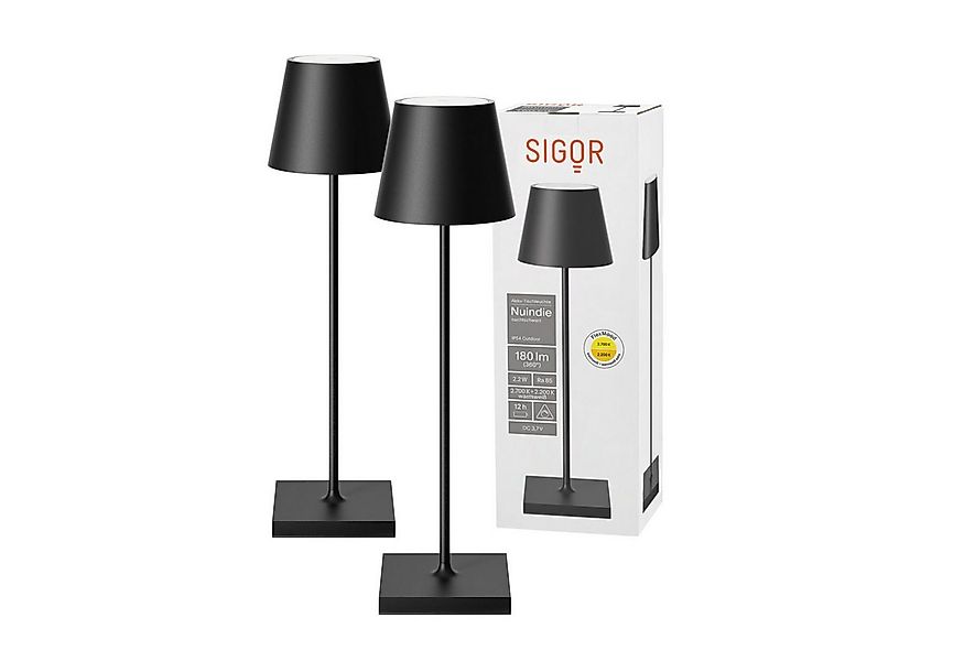 SIGOR LED Tischleuchte 2x Nuindie USB-C 380mm nachtschwarz, Dimmbar, LED fe günstig online kaufen