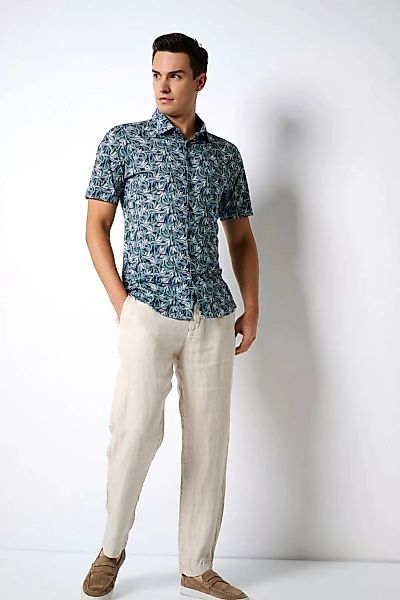 Desoto Short Sleeve Jersey Hemd Blumenmuster Blau - Größe XL günstig online kaufen
