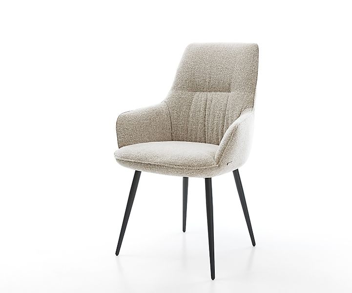 Esszimmerstuhl Zelia-Flex mit Armlehnen Webstoff Soft Beige 4-Fuß konisch S günstig online kaufen