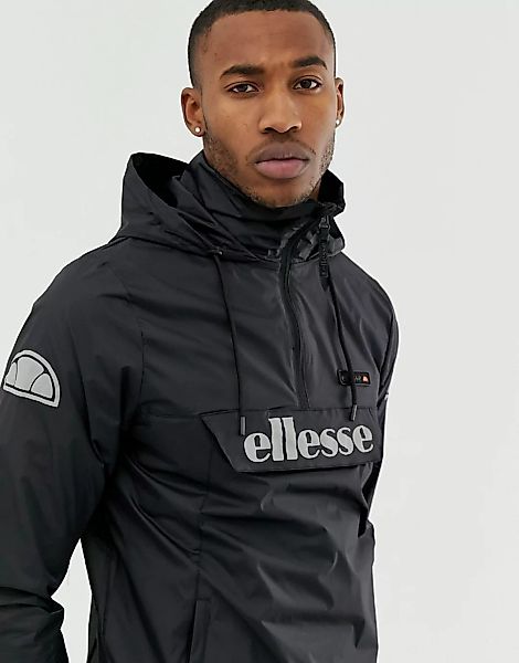 ellesse – Ion – Schwarze Jacke zum Überziehen mit reflektierendem Logo günstig online kaufen