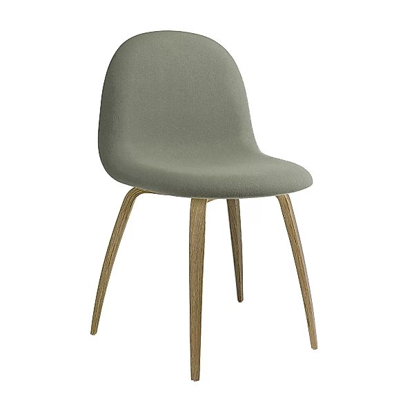 Gubi - 3D Dining Chair gepolstert Gestell Holz - graugrün/Stoff Kvadrat Ton günstig online kaufen