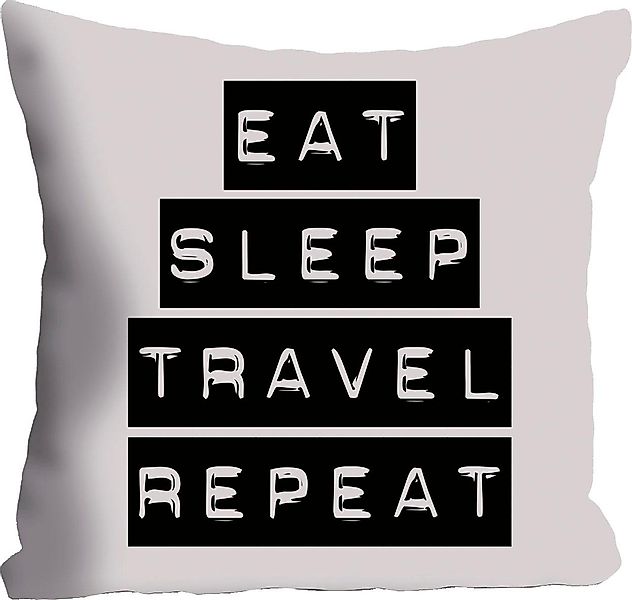 queence Dekokissen ""Eat, Sleep, Travel, Repeat"" Kissenhülle ohne Füllung, günstig online kaufen