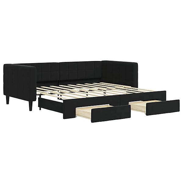 vidaXL Tagesbett Ausziehbar mit Schubladen Schwarz 90x190 cm Samt 3196754 günstig online kaufen