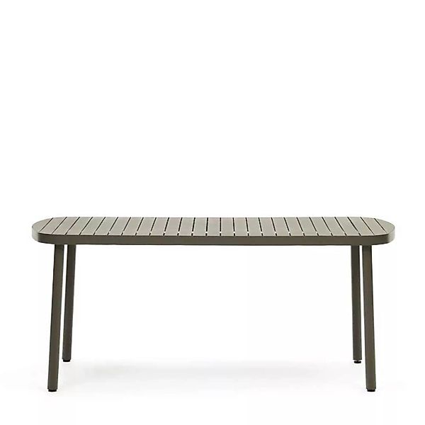Gartentisch Aluminium in Graugrün ovaler Tischplatte günstig online kaufen